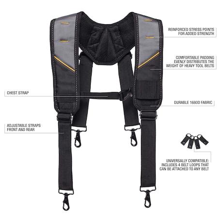 Toughbuilt Pro Padded Tool Belt Suspenders TB-CT-51P